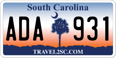 SC license plate ADA931