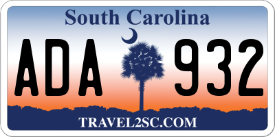 SC license plate ADA932
