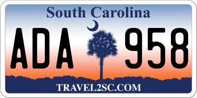 SC license plate ADA958