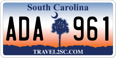 SC license plate ADA961