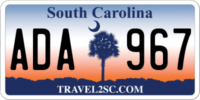 SC license plate ADA967
