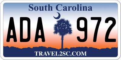 SC license plate ADA972