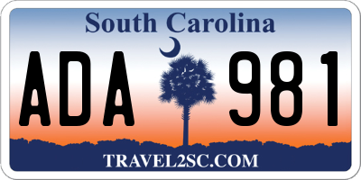 SC license plate ADA981