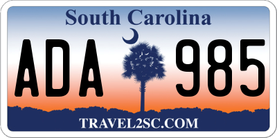 SC license plate ADA985