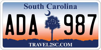 SC license plate ADA987