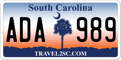 SC license plate ADA989