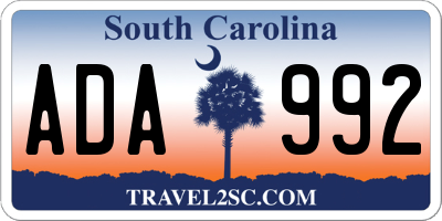 SC license plate ADA992