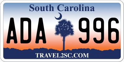 SC license plate ADA996