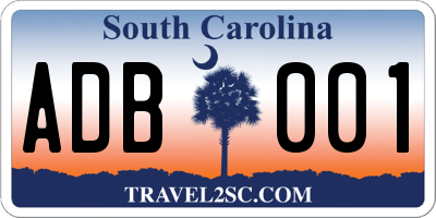 SC license plate ADB001