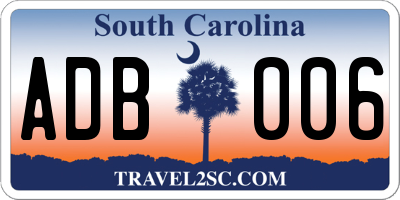 SC license plate ADB006