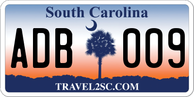 SC license plate ADB009