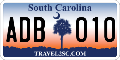SC license plate ADB010
