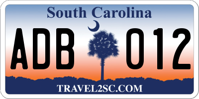 SC license plate ADB012
