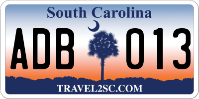 SC license plate ADB013