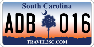 SC license plate ADB016