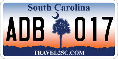 SC license plate ADB017