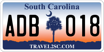 SC license plate ADB018
