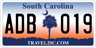 SC license plate ADB019