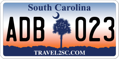 SC license plate ADB023