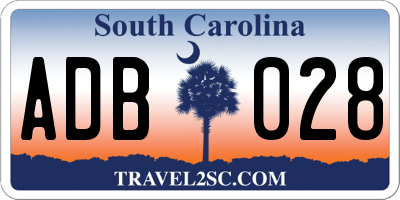SC license plate ADB028