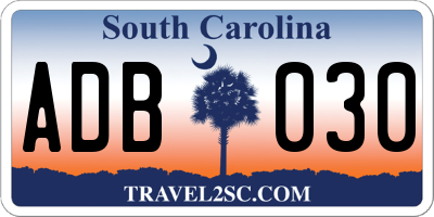SC license plate ADB030