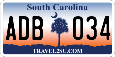 SC license plate ADB034