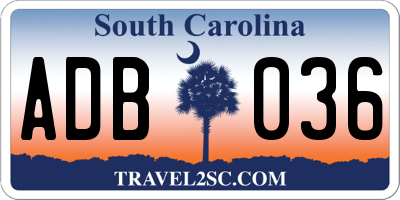 SC license plate ADB036