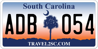 SC license plate ADB054