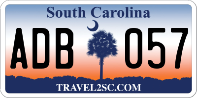 SC license plate ADB057