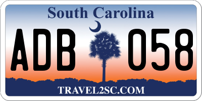 SC license plate ADB058