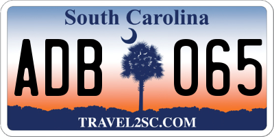 SC license plate ADB065