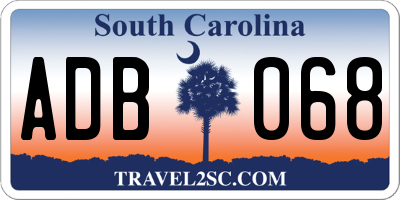 SC license plate ADB068