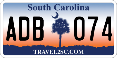 SC license plate ADB074