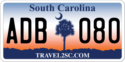 SC license plate ADB080