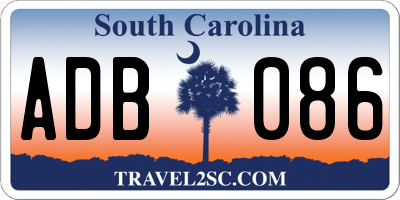 SC license plate ADB086