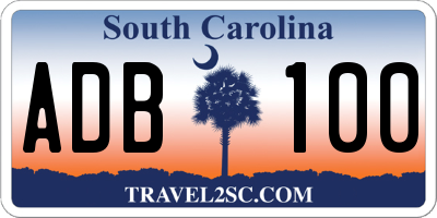 SC license plate ADB100