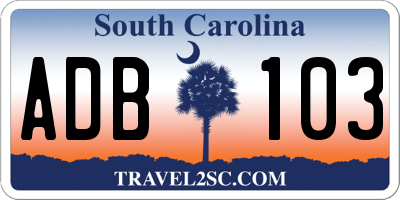SC license plate ADB103