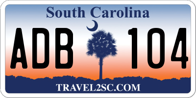SC license plate ADB104