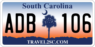 SC license plate ADB106