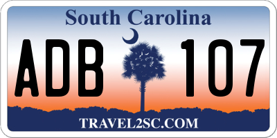 SC license plate ADB107