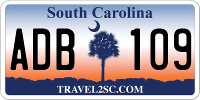 SC license plate ADB109