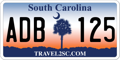 SC license plate ADB125