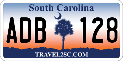 SC license plate ADB128