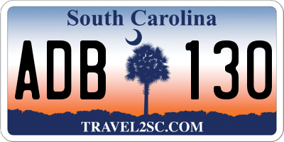 SC license plate ADB130