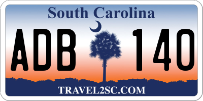 SC license plate ADB140