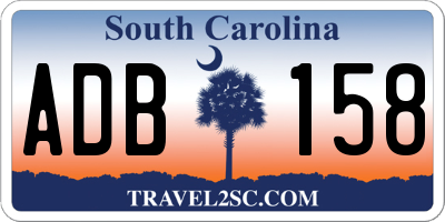 SC license plate ADB158