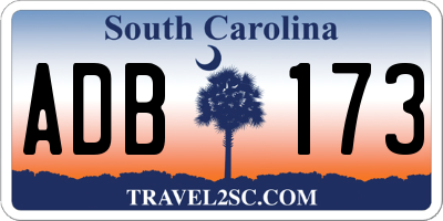 SC license plate ADB173