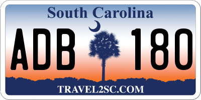 SC license plate ADB180