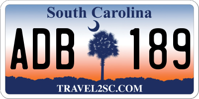 SC license plate ADB189