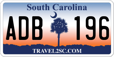 SC license plate ADB196
